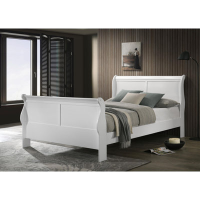 Wood Sleigh Bed White -  Alcott HillÂ®, B810E7094F2342BB927753755A71AEAD