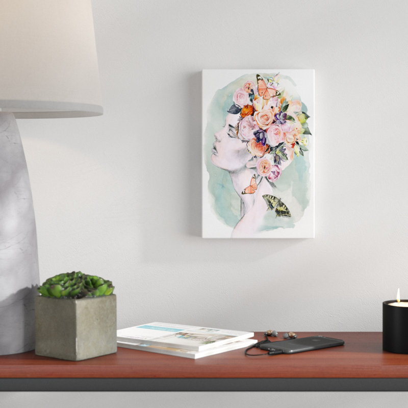 Floral Locks I - Painting on Canvas, 30cm H x 20cm W, Wrapped Canvas