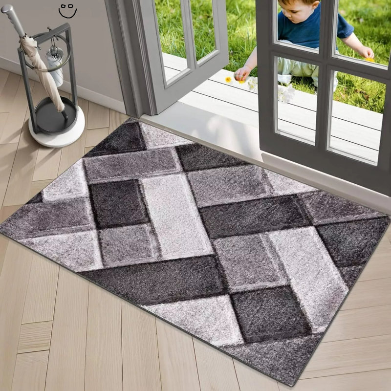 Super Shaggy W60 x L110 cm Indoor Door Mat, Grey