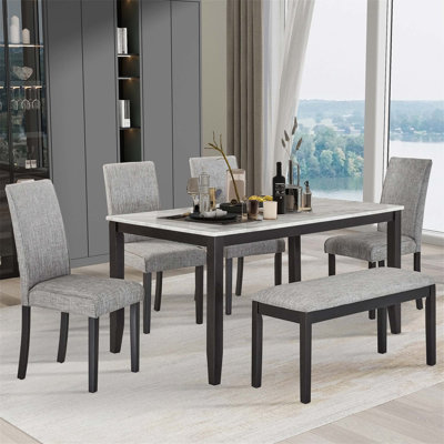 Dining Rectangular Table with Bench, Kitchen Table with Bench