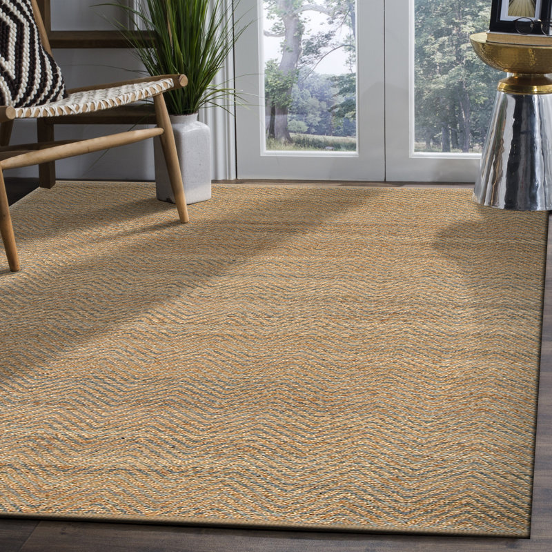 Tapis gris en jute tissé à la main Vincennes, Rectangle 5 pi x 7 pi 9 po