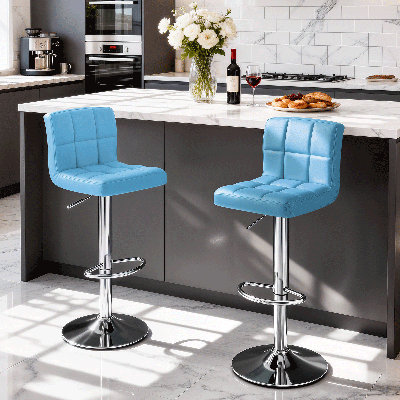 360° Swivel Counter Height Bar Stools, Faux Leather Adjustable Bar Chairs For Kitchen Or Home Bar