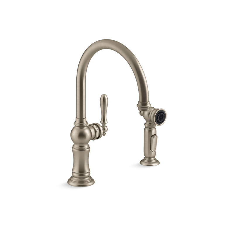 Artifacts Bar Faucet with Swing Spout and BerrySoft, MasterClean, and ProMotion, Bronze brossé