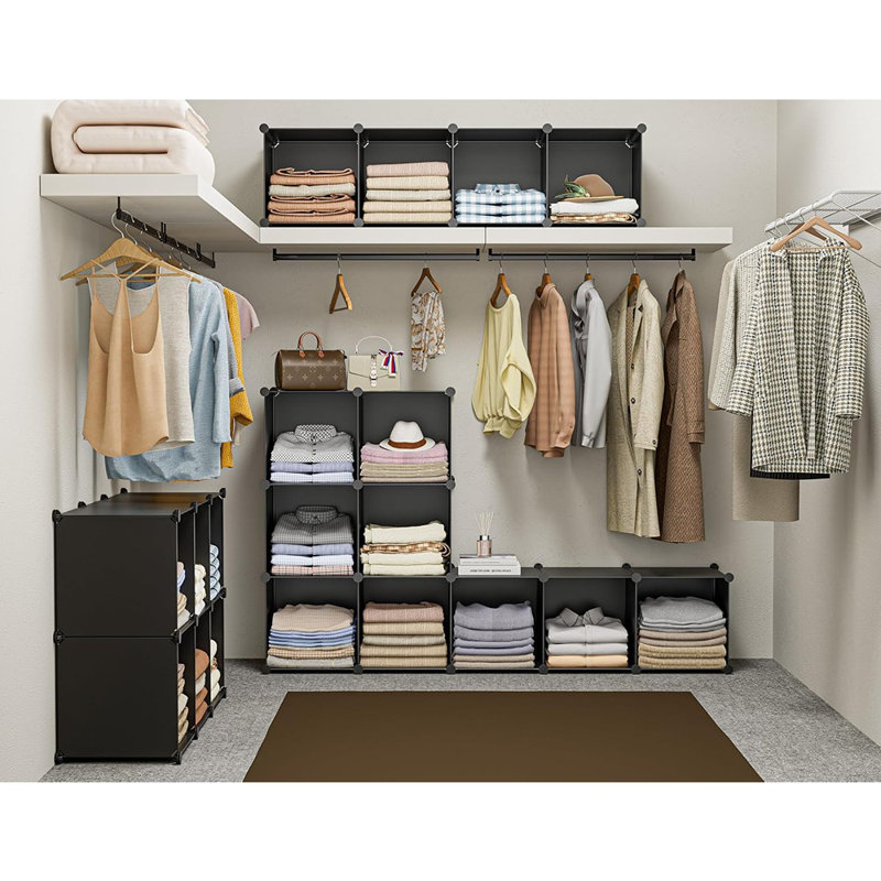 Bibliothèque de rangement à 6 cubes, armoire de rangement noire avec cadre en métal, cubes de rangement de 11,8 po x 11,8 po x 11,8 po pour la chambre à coucher, la salle de bain ou le placard