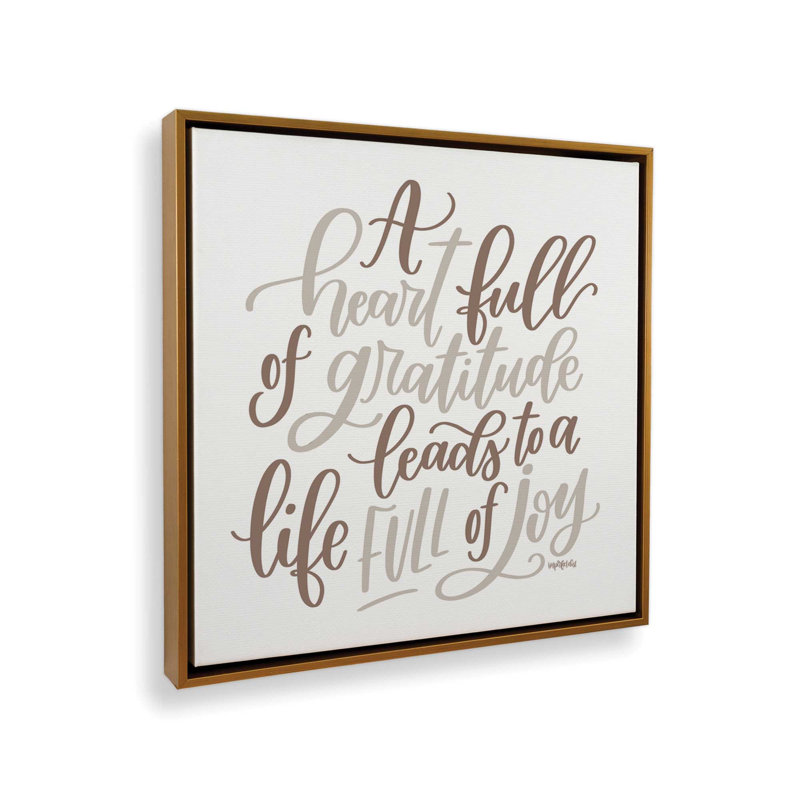 Reproduction d'art «A Heart Full of Gratitude» par Imperfect Dust, 12 W x 12 H, Gold, Framed Canvas