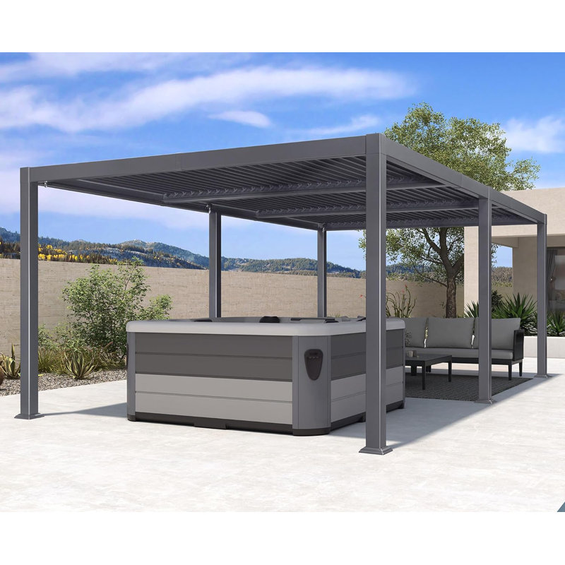 Purple Leaf Louvered Pergola 20.4 Ft. W x 11.4 Ft. D Aluminum Pergola  with Freestanding Roof | Concealed screw design minimizes visible hardware, creating a stylish, seamless look for modern outdoor spaces.