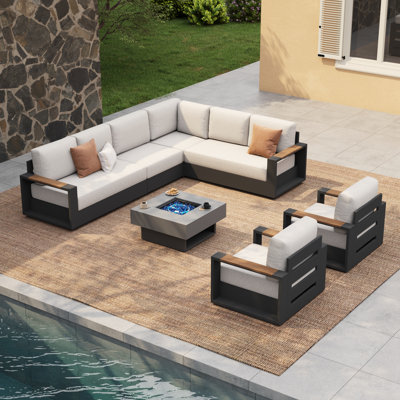 Ensemble de conversation modulaire avec foyer pour 8 personnes Wallie