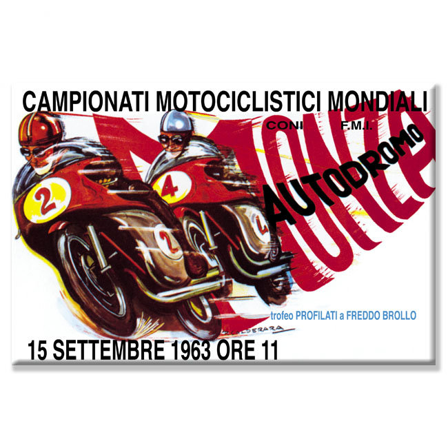 « world motocyclette championnat-1963 », affiche rétro sur toile tendue, 20" x 30"