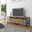 Meuble télé Lotus pour téléviseur de 65 po ou moins, console média rustique avec rangement et pieds en métal, finition bois de chêne brun clair