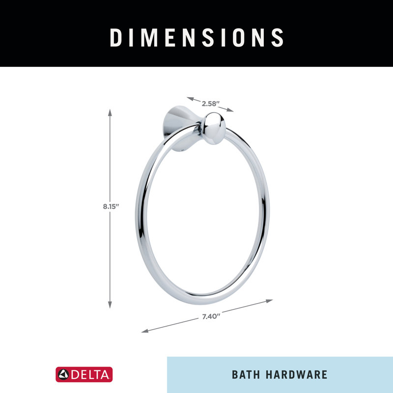 Lahara Wall Mount Round Closed Towel Ring Bath Hardware Accessory, Chrome