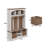 66.9" H Hall Tree Storage Rack - 5 Hooks + 3 Storage Compartments + Double Bamboo Baskets