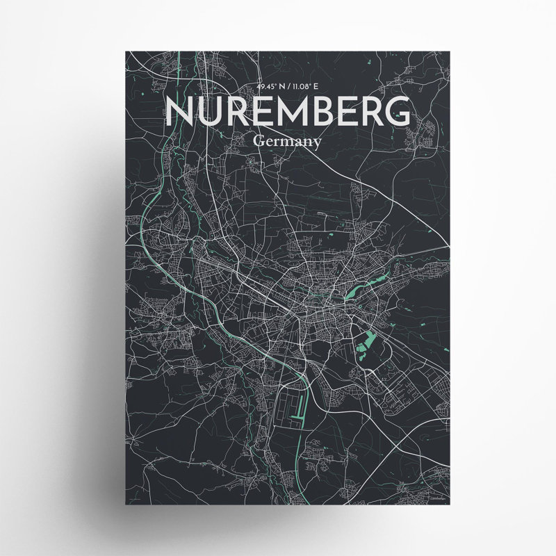 Nuremberg City Map In Dream - No Frame Print, 27.6cm H x 19.7cm W x 0.05cm D