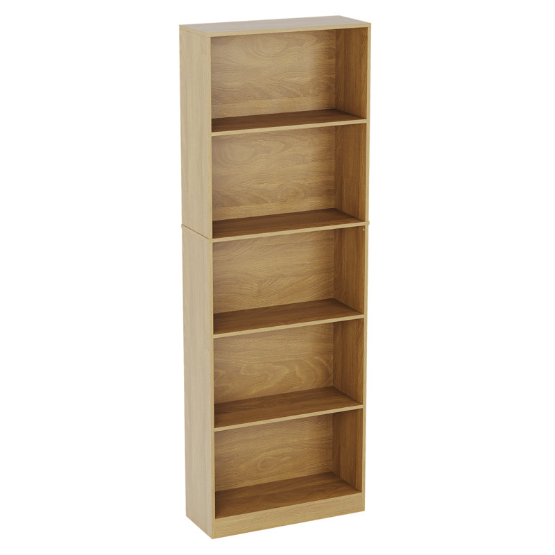 142cm H x 60cm W Standard Bookcase, Oak, (5 Shelves) 175 cm H x 60 cm W x 24" D