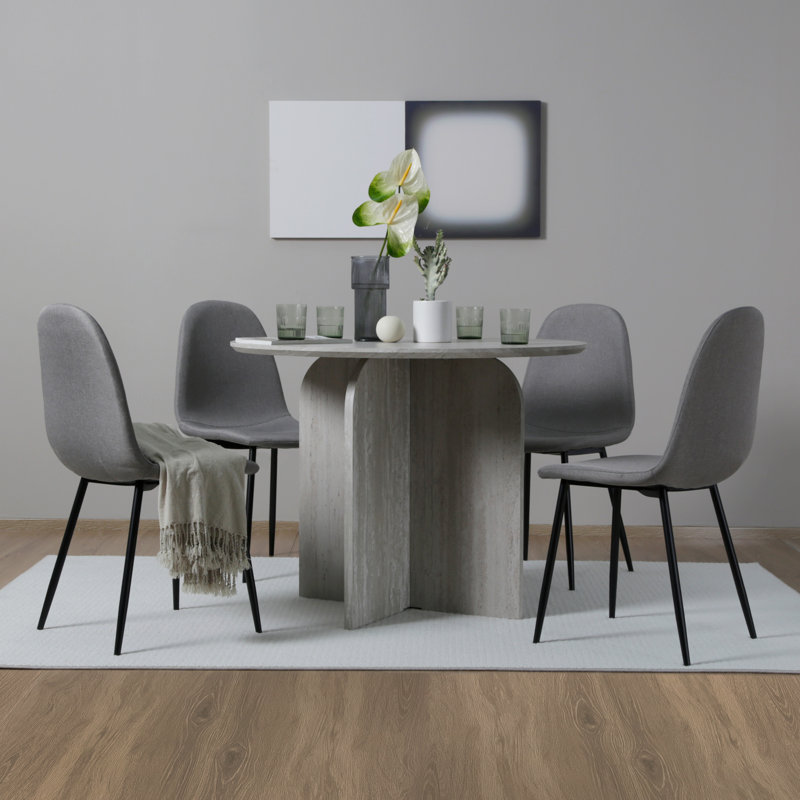 4 - Person Dining Set, Grey, Light Grey/Stone