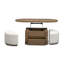 Table de cocktail à plateau relevable avec roulettes et 2 tabourets