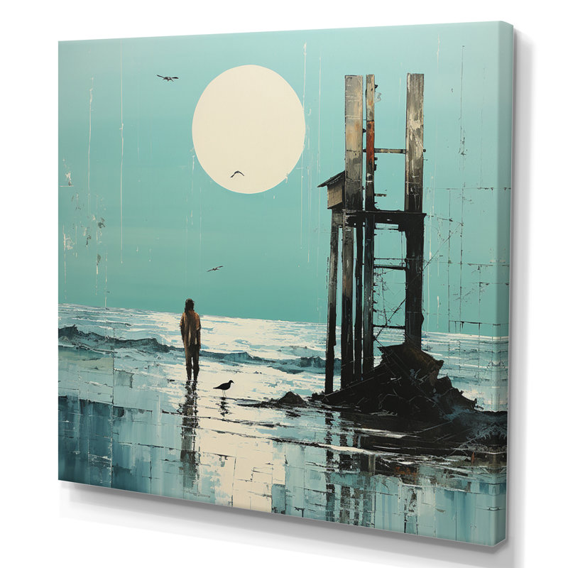 Pier Lone Pier Papercut I - Nautical & Beach Wall Decor, Toile tendue, H 30 po x l 30 po x P 1 po