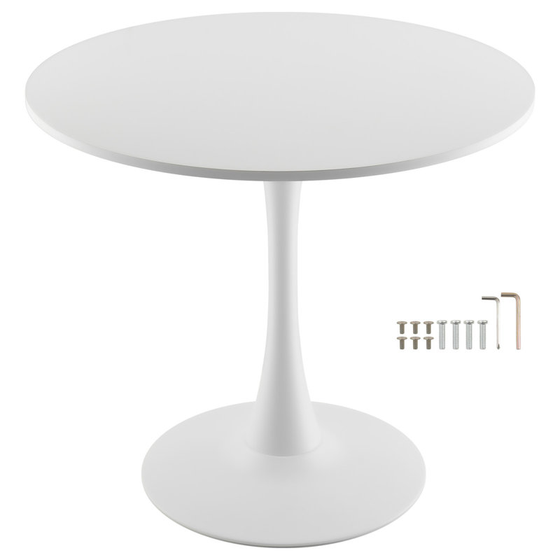 31.5 in Round Dining Table Wood Kitchen Table for 2-4 Person White (Only Table)