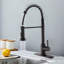 Robinet de cuisine avec douchette rétractable industrielle à 1 poignée 1 trou ou robinet à 3 trous pour lavabos-lavabos utilitaires de style campagnard, acier inoxydable, noir mat-121318382
