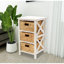 Altenpohl 25" Tall 3 - Drawer X-Side Wood End Table with Wicker Baskets for Bedside, Living Room, White