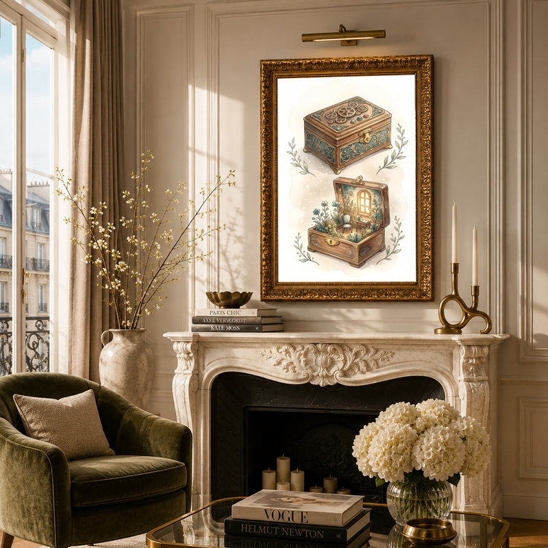 Art mural en toile Steampunk, 30"H x 20"W