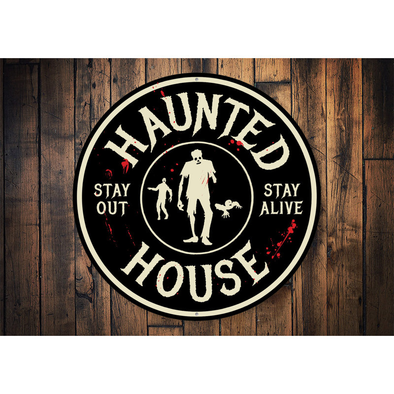 Enseigne en aluminium Zombie Haunted House, H 12 po x l 12 po x P 0,04 po