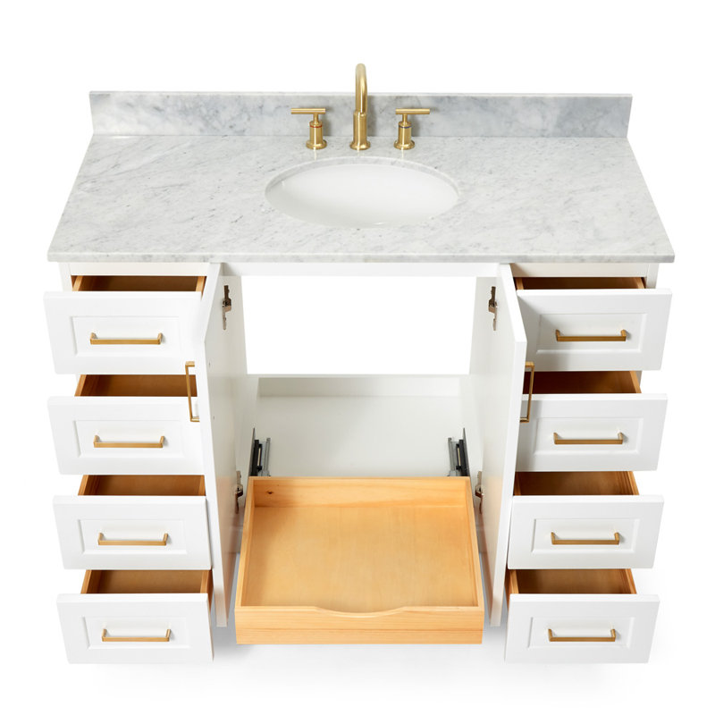 ARIEL TAYLOR 61 IN SINGLE RECTANGLE SINK VANITY, White, Oval, 67"