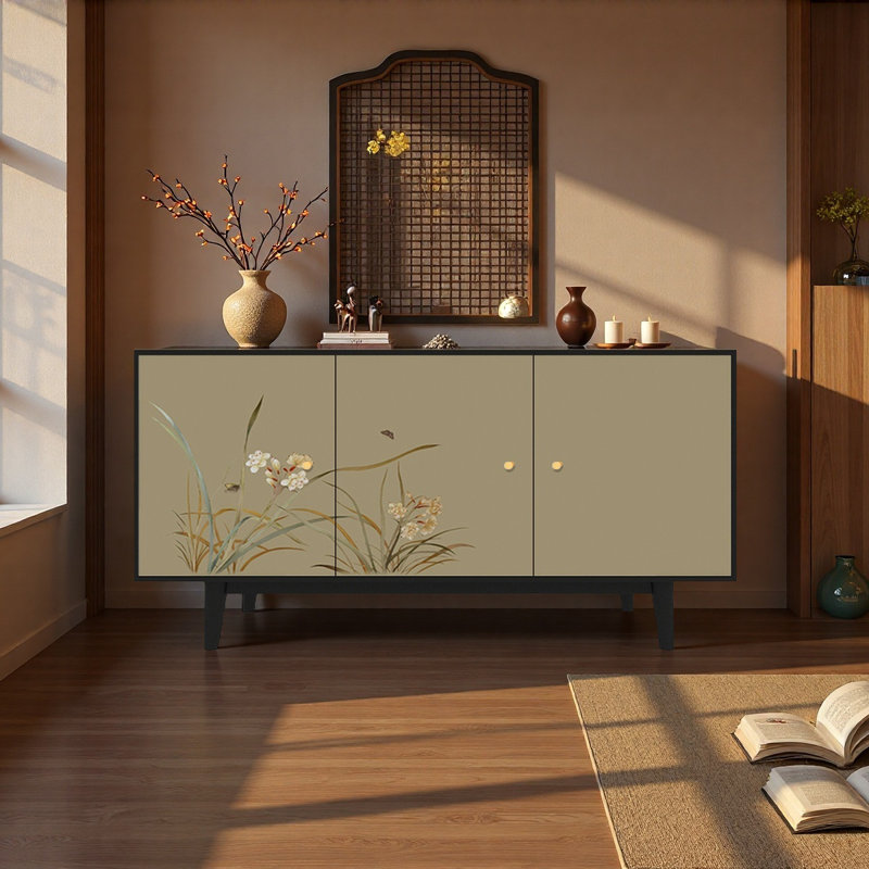 Armoire de rangement rétro en bois massif, Noir