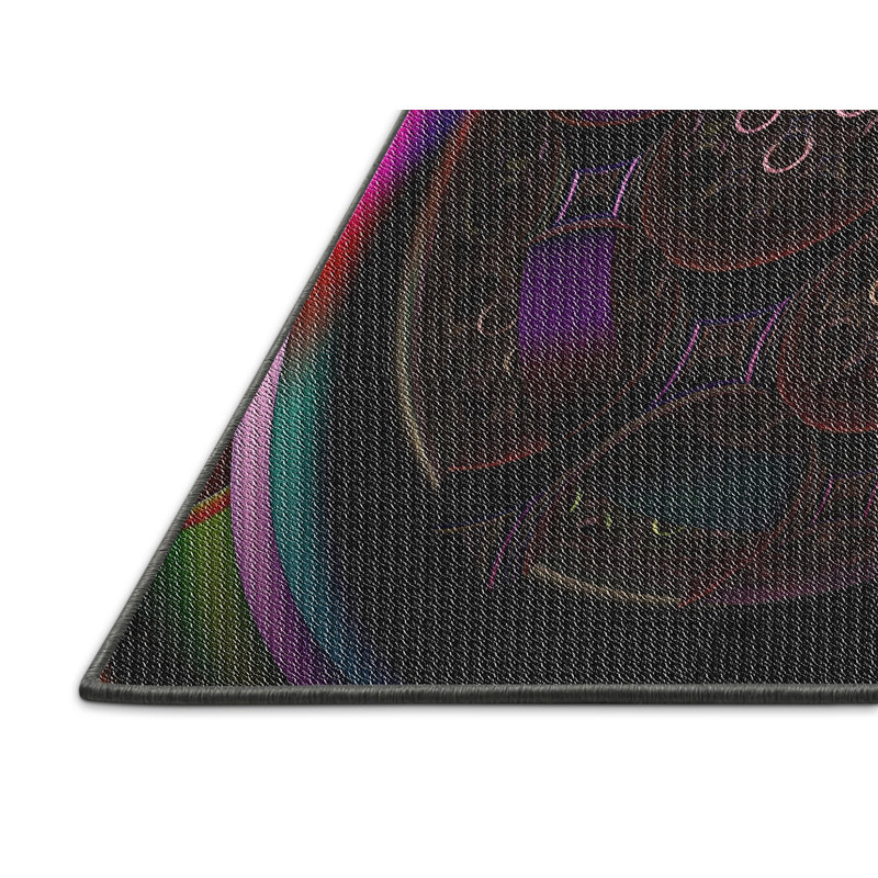 Tapis rose/noir tissé à la machine, Rectangle 2 pi x 3 pi