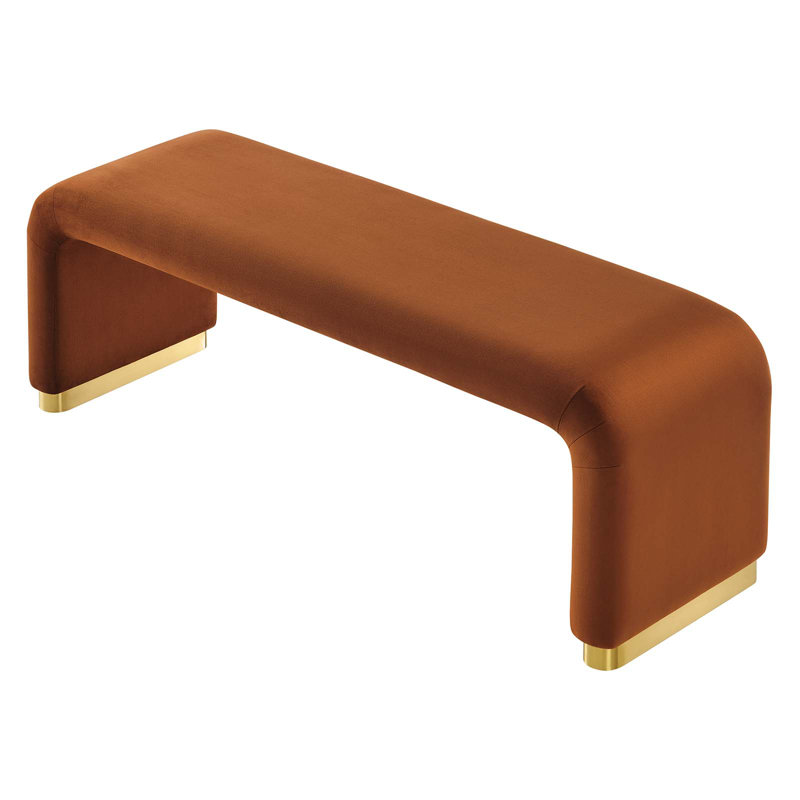 Banc rembourré en velours Koda Modway, Laiton doré, rouille
