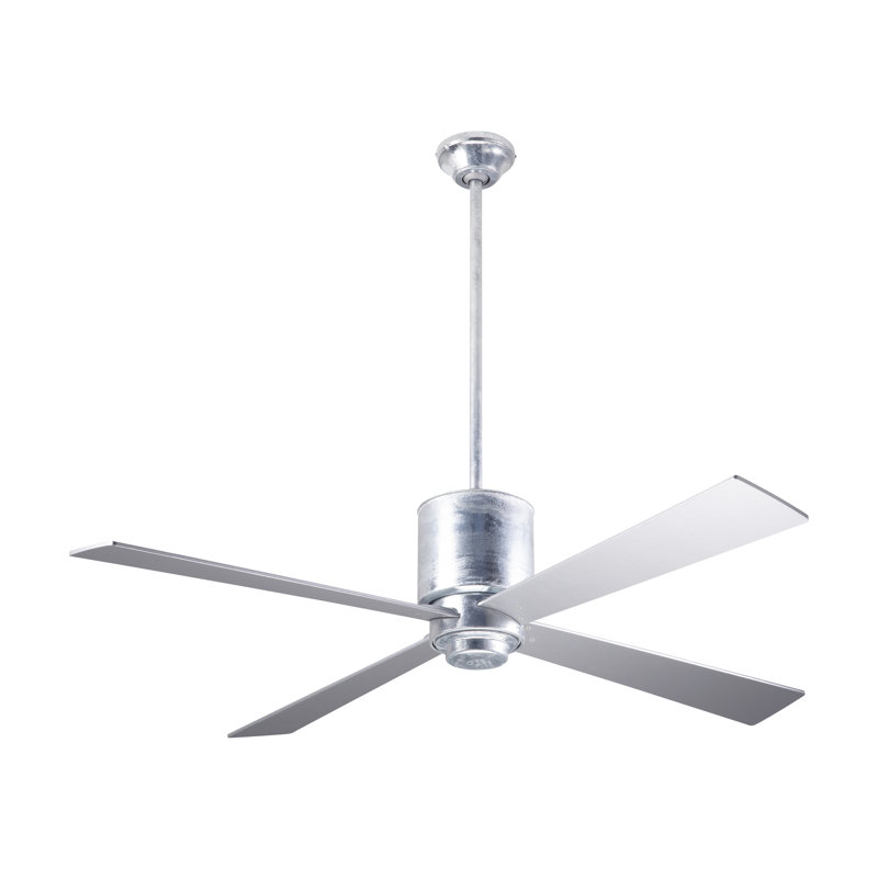 Lapa Downrod Ceiling Fan, Wall Control with Remote Handset (2-wire), Galvanized, Silver