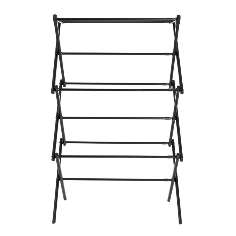 Black Expandable Folding Clothes Drying Rack with Steel Frame