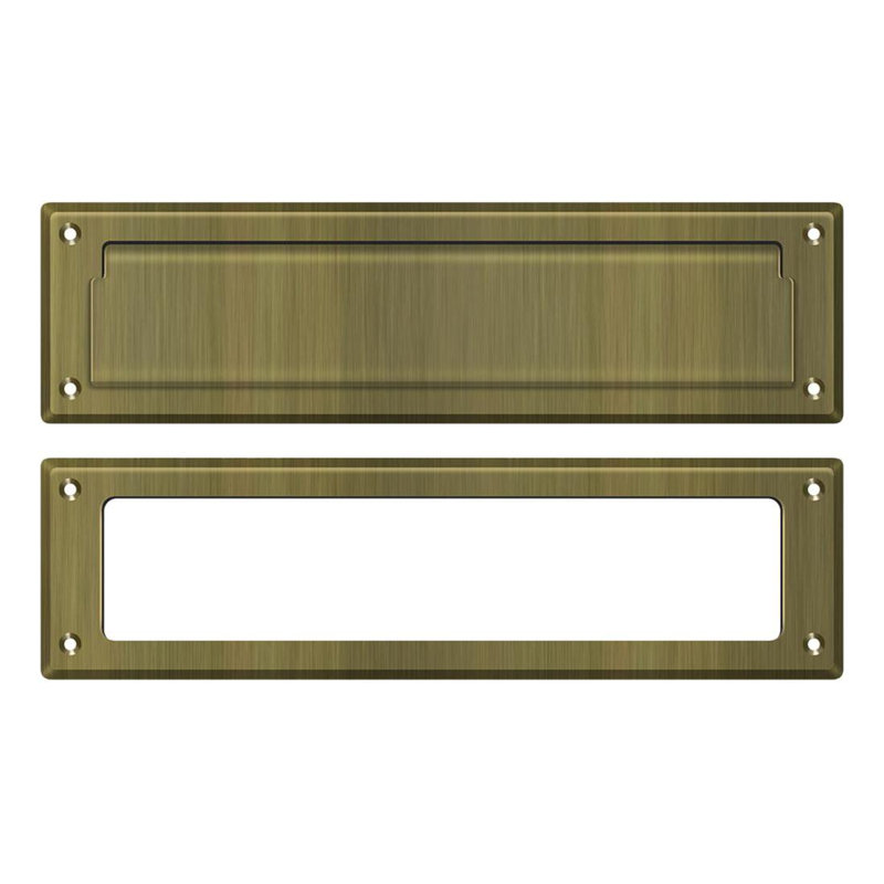Deltana MS211U15A Mail Slot 13-1/8" with Interior Frame in Antique Nickel, Antique Brass