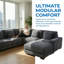 Dark Grey Modular Fabric 7-piece Sofa Set | Non-pilling | Solid Wood Frame | Storage Ottoman Included ?