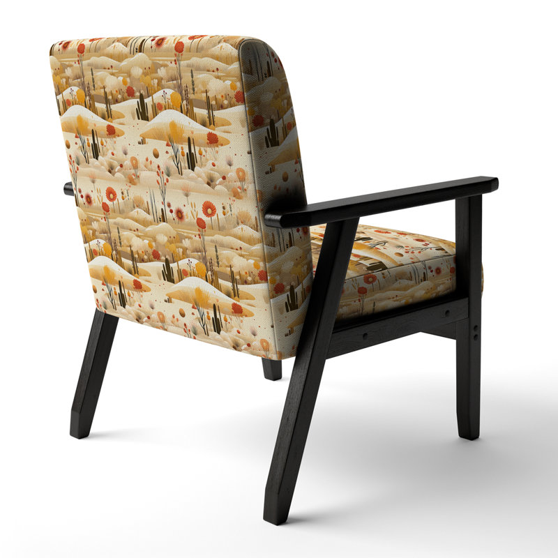 Fauteuil d'appoint rembourré Cactus Desert Dreams, Accoudoirs carrés noirs
