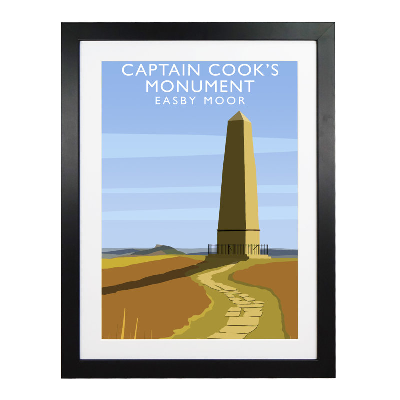 Captain Cooks Monument 1 Piece Wall Art, 54 cm H x 44 cm W x 2.2 cm D, Black Wood Frame