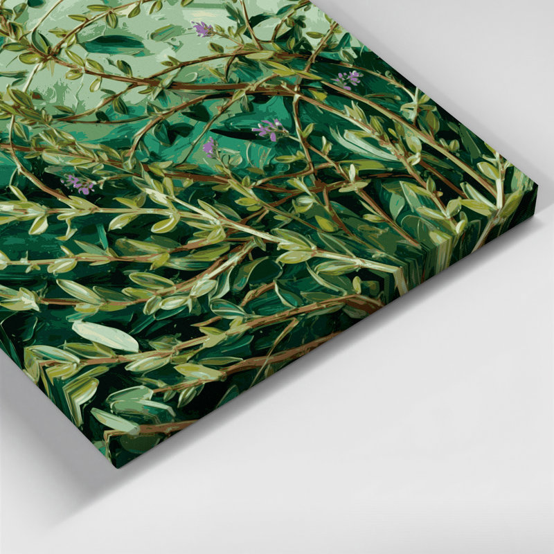 Art mural sur toile vert thym botanique, H 11 po x l 14 po