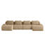Canapé modulaire de cinéma maison en U 147 po avec repose-pieds, canapé surdimensionné en tissu de flanelle de forme désossée, beige sable