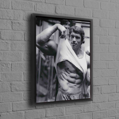 Motivational Arnold Schwarzenegger Gym Artwork on Cotton Canvas for Wall Decor and Man Cave in Famous Art Style