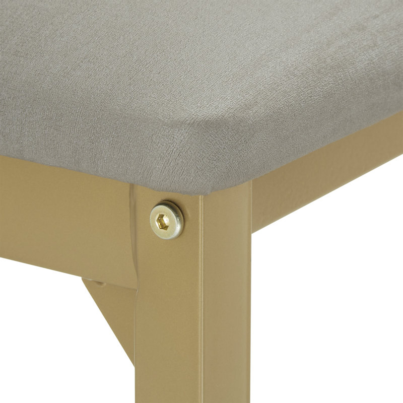 Mizell 18'' H Polyurethane Upholstered Side Chair, Gray Linen, Gold