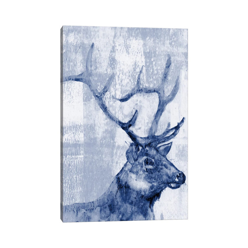 Indigo Elk 1 Piece Wrapped Canvas Painting, 101.6 cm H x 66.04 cm W x 1.91 cm D