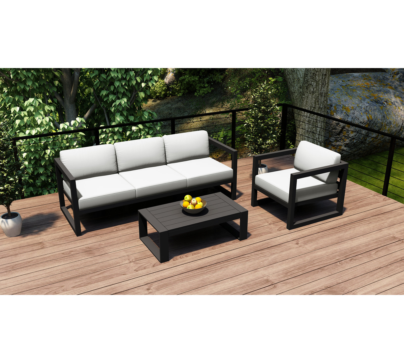 Smith 5-Person Sunbrella® Patio Seating Group, Canvas Natural, Slate Gray