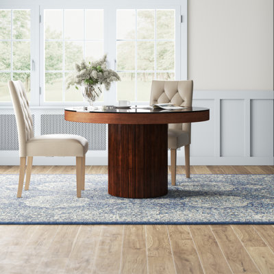 Place Round Solid Wood Base Dining Table