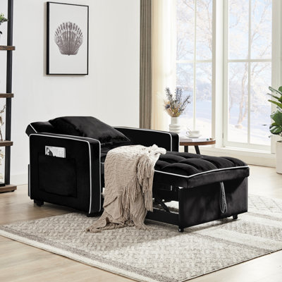 Chaise de lit avec dossier réglable: pliable, se transforme en lit inclinable ou simple pour adulte, lit de salon moderne en velours noir: dossier à trois places pliable, devient et lit. Dossier assis