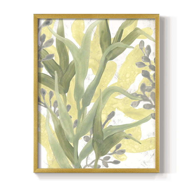 Sea Grass Fresco II, reproduction encadrée - bois massif, H 11 po x l 9 po, Doré