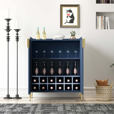 Modern 2-Door Wine Bar Cabinet With Adjustable Shelves And Soft-Closing Hinges,  For Dinning Room And Living Room Storage