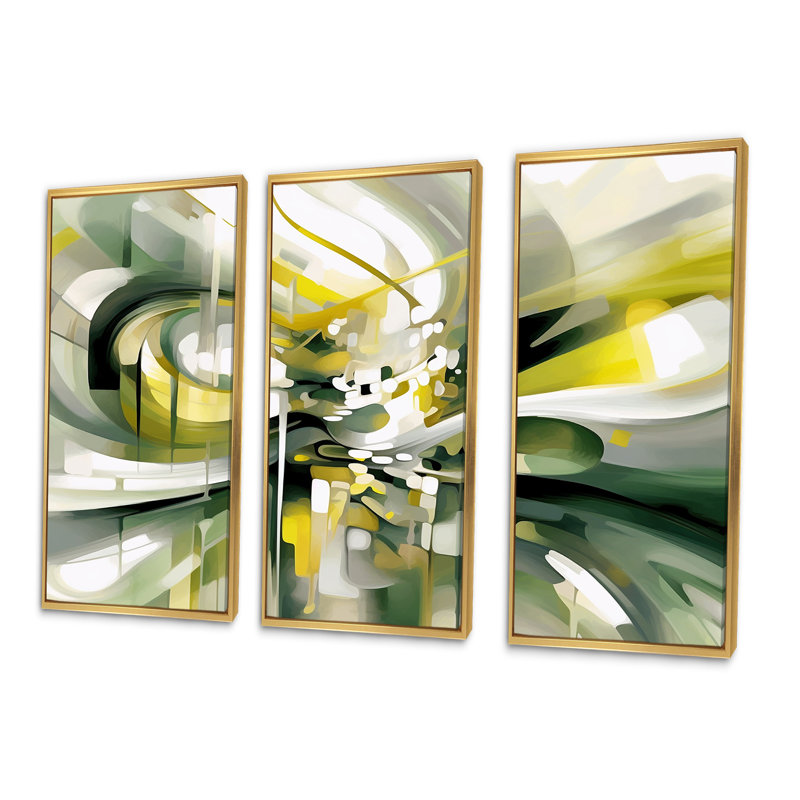 Dynamic Waveforms II - ensemble d'art mural scandinave, Cadre flottant doré, H 40 po x l 60 po x P 1 po