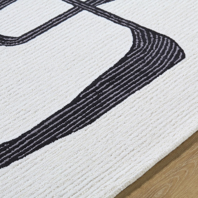 Tapis rectangulaire en laine touffeté à la main Jaykwon, Rectangle 5 pi x 7 pi 6 po