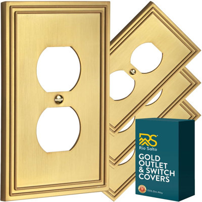 Rio Salto Imperial Collection 1-Gang Duplex Wall Plate, Brushed Gold, Zinc, Pack of 4