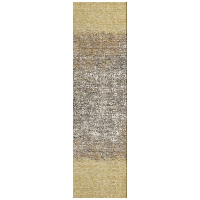 Machine Washable Indoor/Outdoor Husby ACN2214 Striped Rug, Runner 2'3" x 7'6"