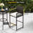 3 Piece Wicker Patio Bar Set with 2 Seat Cushions Glass Tabletop for Backyard